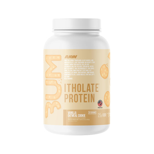 RAW envase frontal del producto con sabor Vanilla Oatmeal Cookie beneficios visuales