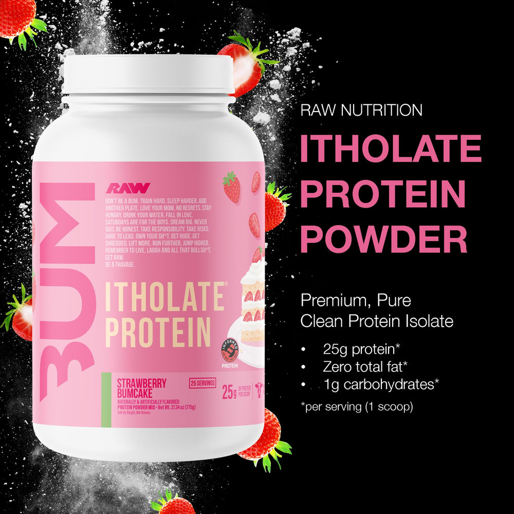 RAW Itholate protein ingredients label highlighting clean formulation.