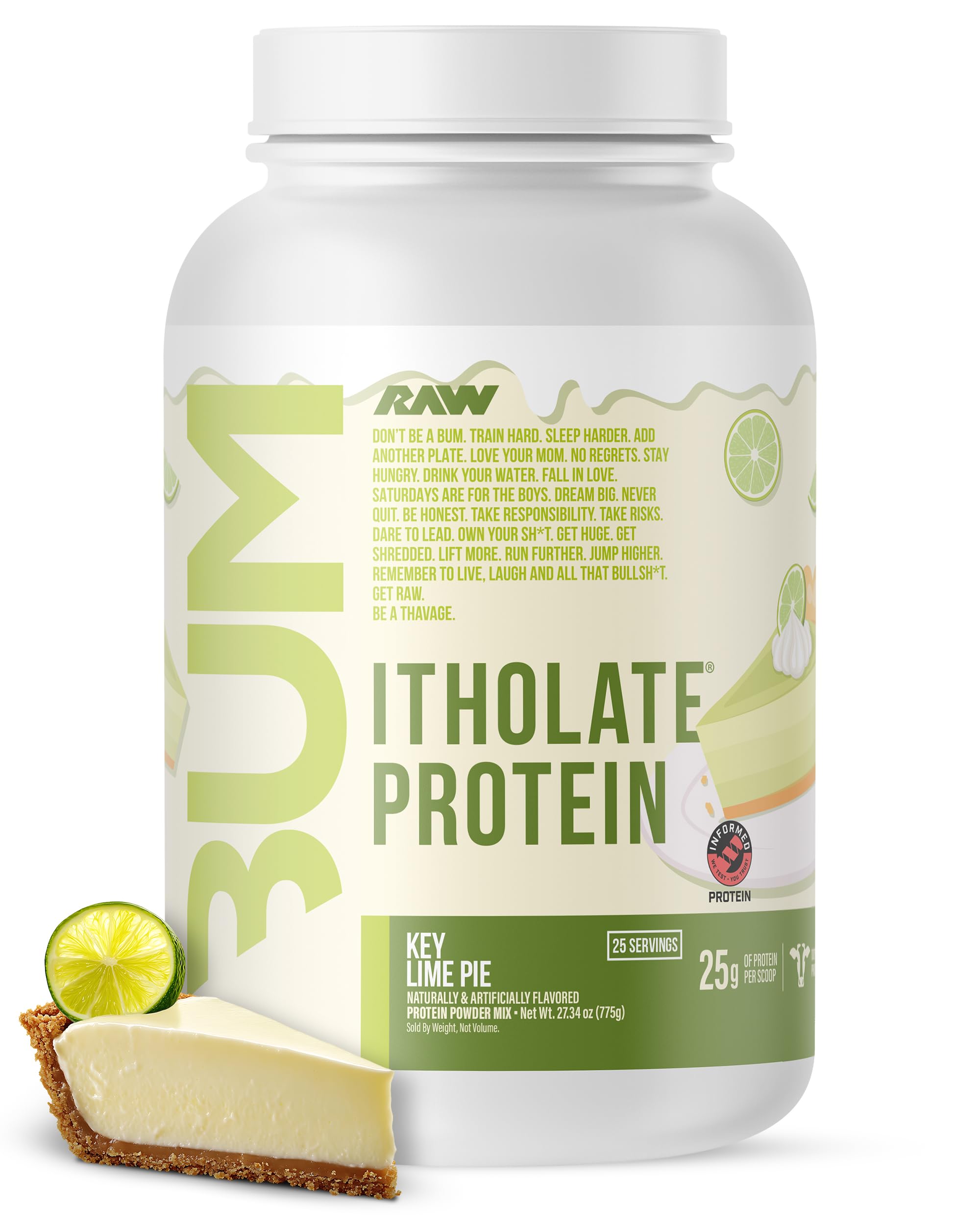 RAW envase Key Lime frente mostrando marca y beneficio de proteína limpia