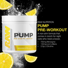 Close-up del polvo RAW Pump Limonada mostrando textura y solubilidad mejorada