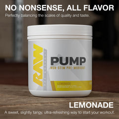 Vaso mezclado con RAW Pump Limonada demostrando bebida refrescante pre-entreno