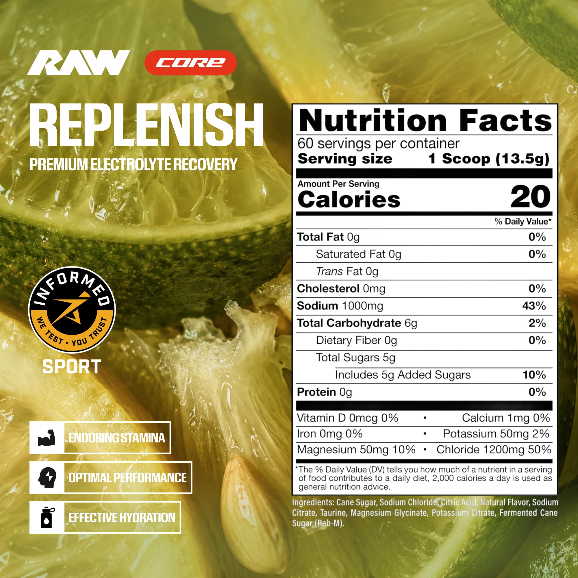 RAW Replenish polvo textura fina que se disuelve fácilmente en agua