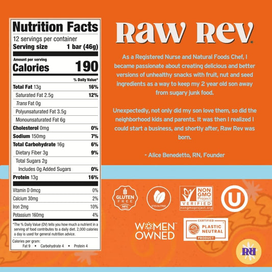 Raw Rev Glo barrita sin envolver lista para comer, portable y práctica