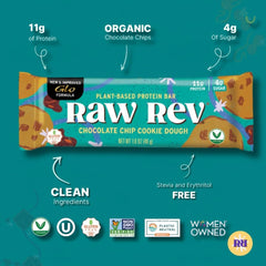 Raw Rev Glo chispas de chocolate oscuro añaden sabor y contraste