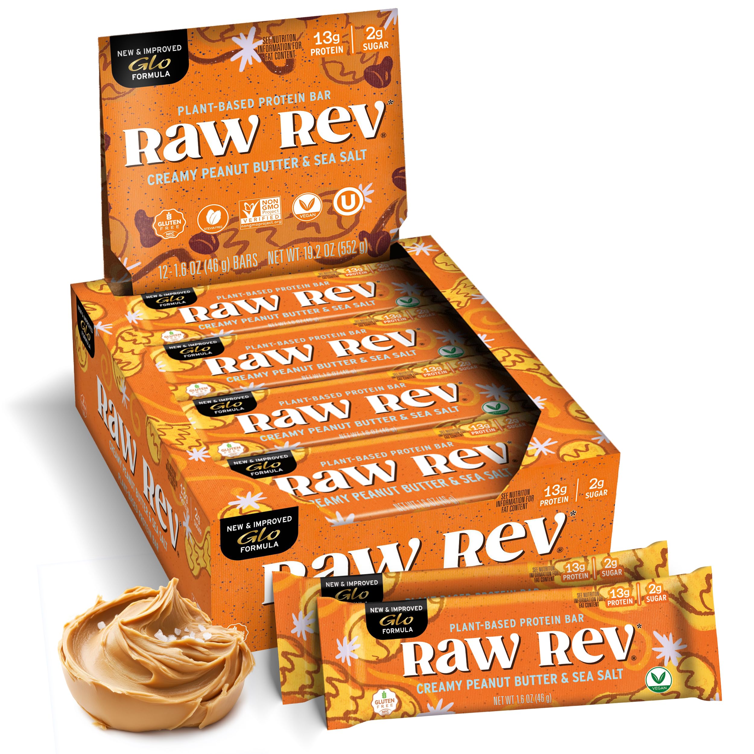 Raw Rev Glo paquete frontal mostrando diseño y conveniencia
