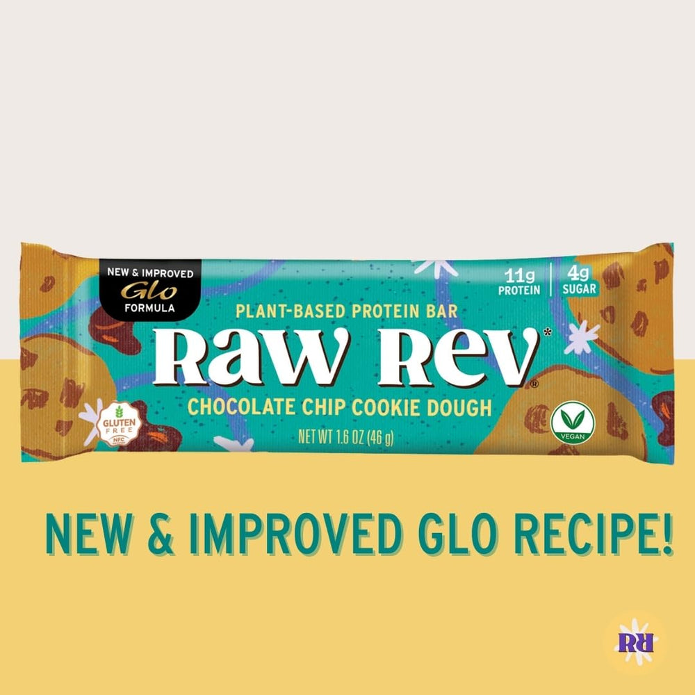 Raw Rev Glo ingredientes naturales dispuestos resaltando limpieza