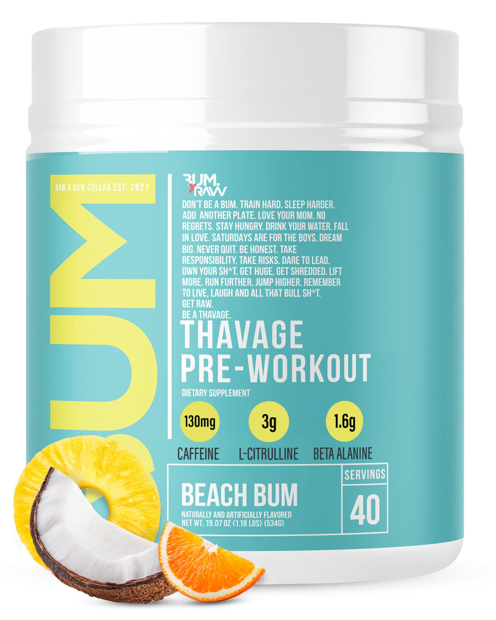RAW Thavage frente del envase mostrando diseño y 40 servicios, beneficio claridad de uso