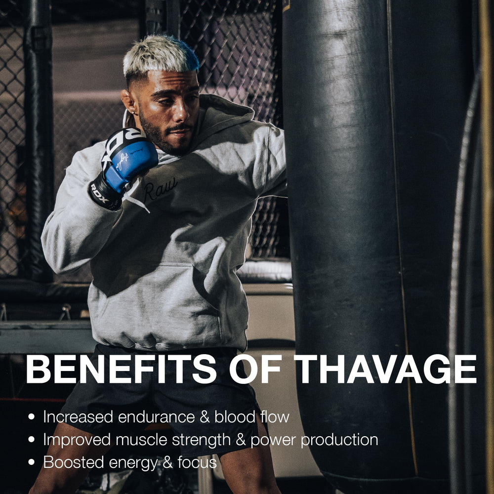 RAW Thavage etiqueta con lista de ingredientes clave, beneficio transparencia nutricional