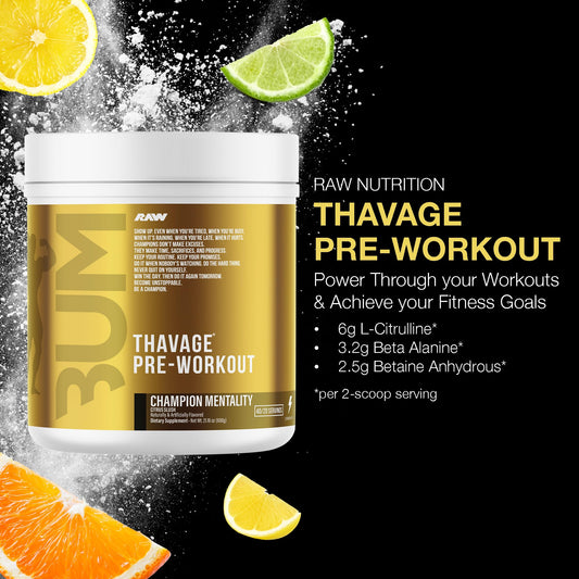 RAW Thavage label close-up showing ingredient quality for endurance.