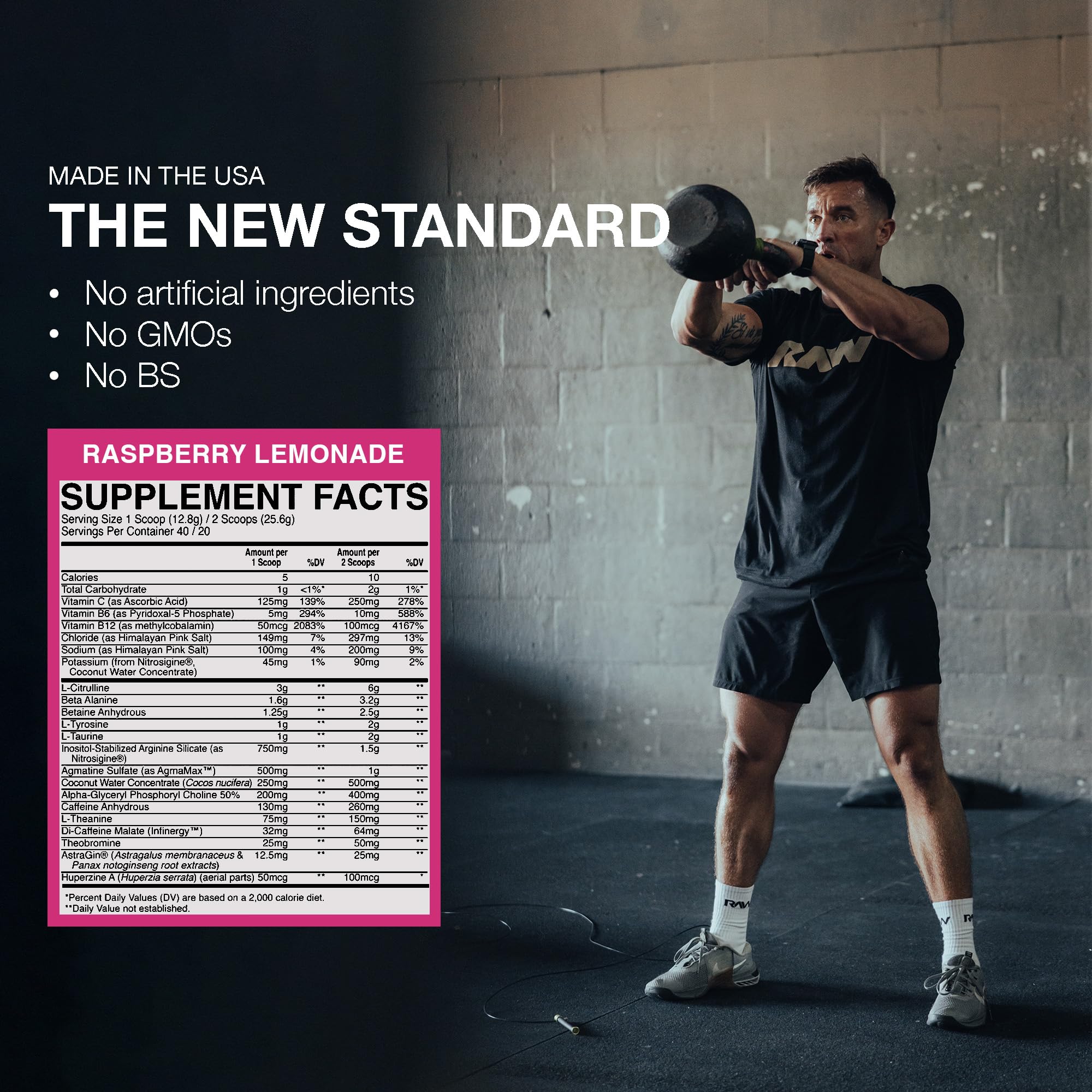 RAW Thavage Raspberry Lemonade glass ready-to-drink pre-workout beverage.