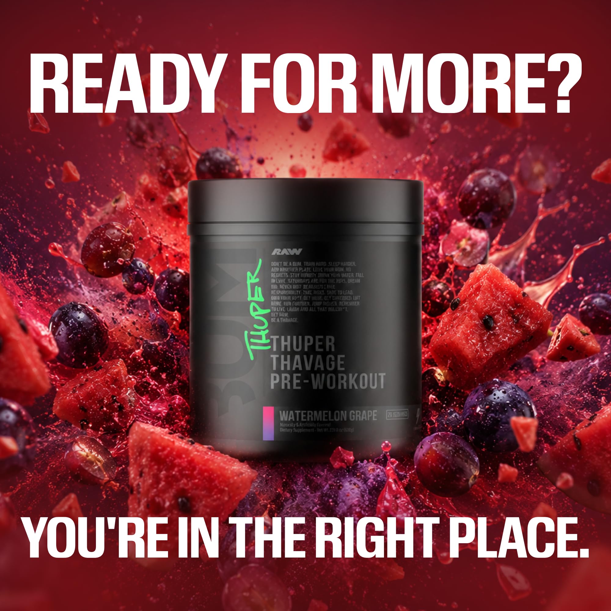 RAW Thuper Thavage cliente en gimnasio con energía visible y rendimiento