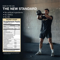 Packaging of RAW Thuper Thavage with pink salt and beta-alanine blend.