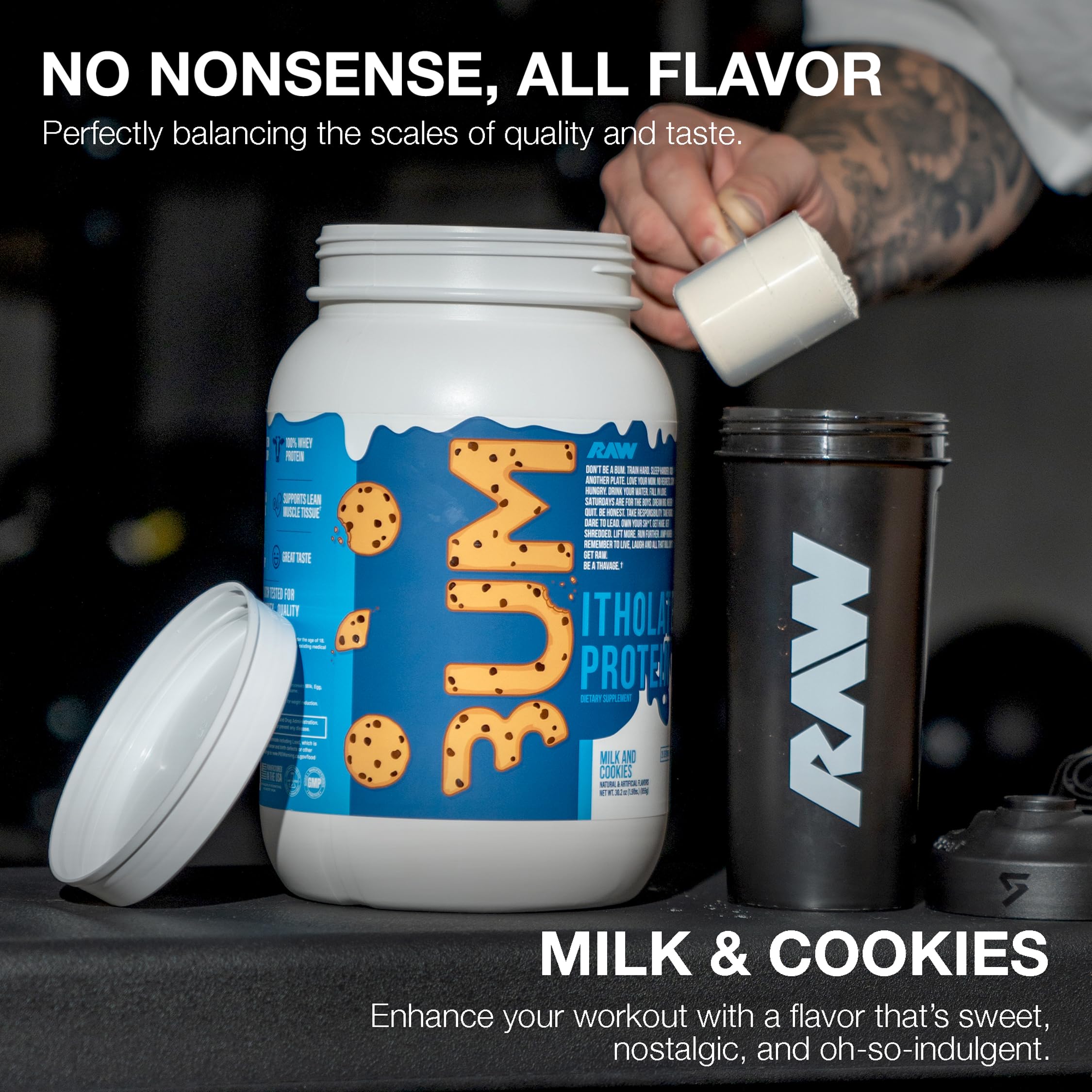 RAW cuchara con porción de proteína, 25 g por servicio para recuperación