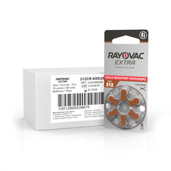 Detalle de la pestaña naranja Rayovac Extra 312 lista para activar y obtener potencia fiable