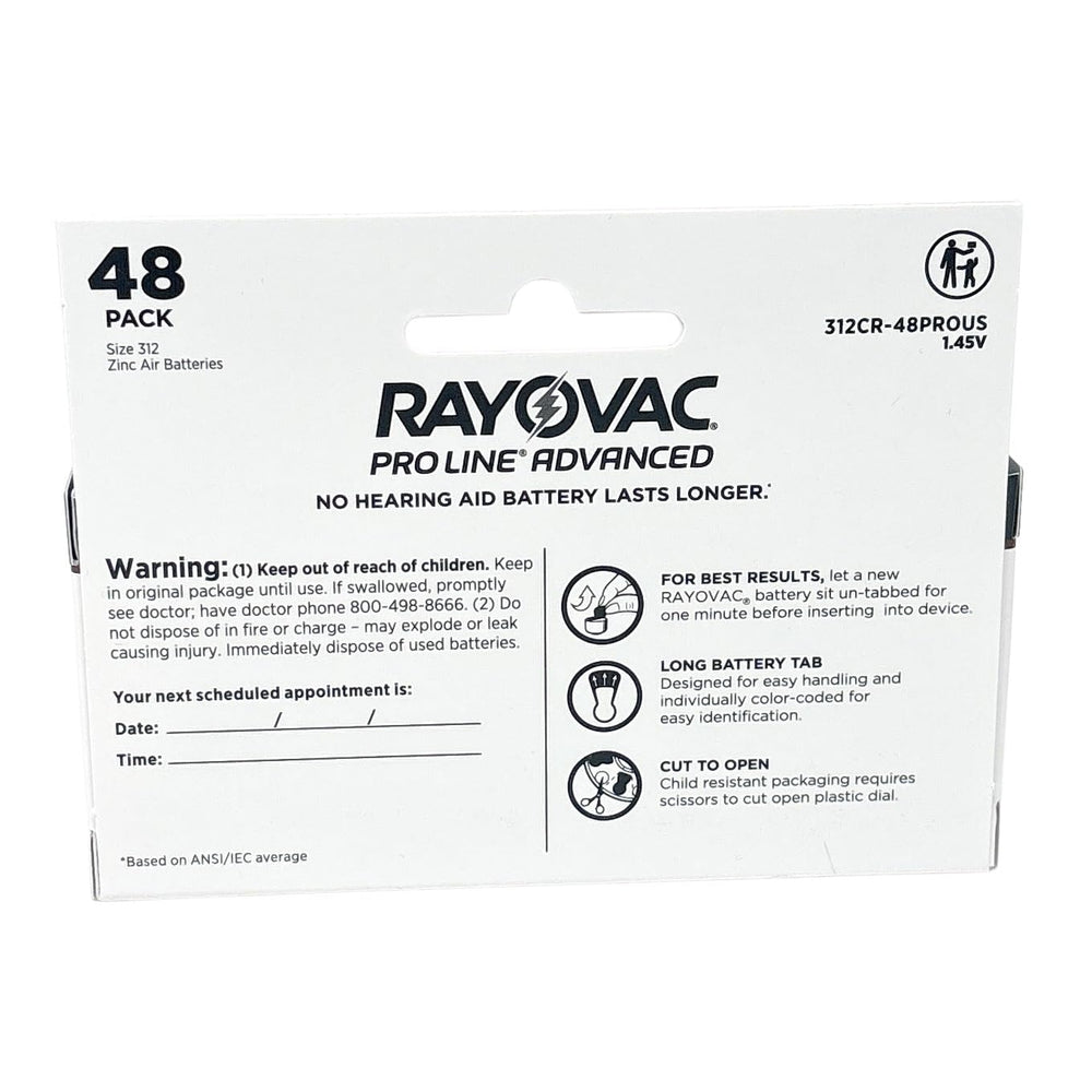 Rayovac Proline Advanced pila instalada en audífono demostrando duración