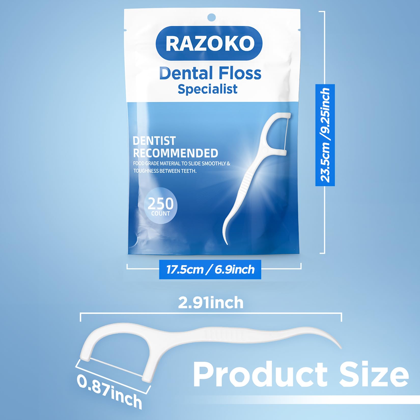 RAZOKO primer plano del hilo resistente que evita deshilachado, mejora limpieza interdental