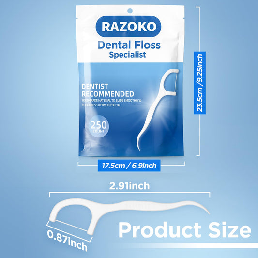 RAZOKO primer plano del hilo resistente que evita deshilachado, mejora limpieza interdental