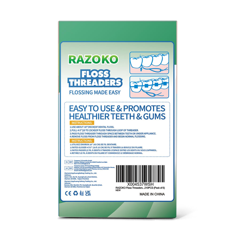 RAZOKO etiqueta con instrucciones y características, información clara