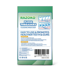 RAZOKO etiqueta con instrucciones y características, información clara