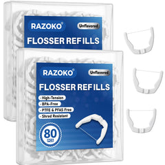 RAZOKO paquete frontal de 160 cabezas compatible con Listerine para reposición conveniente