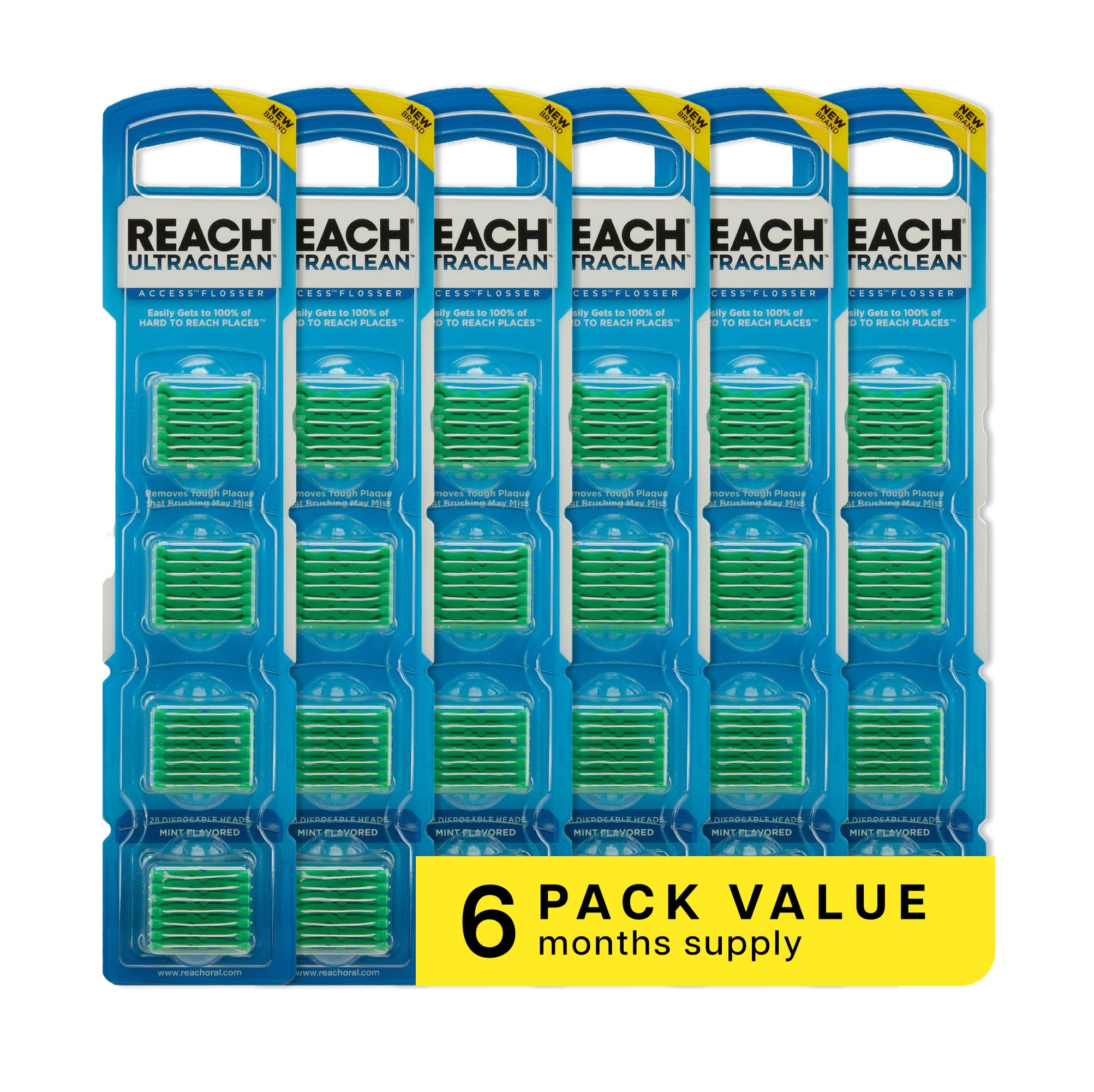 Reach caja frontal con 28 cabezales mint, conveniencia visible