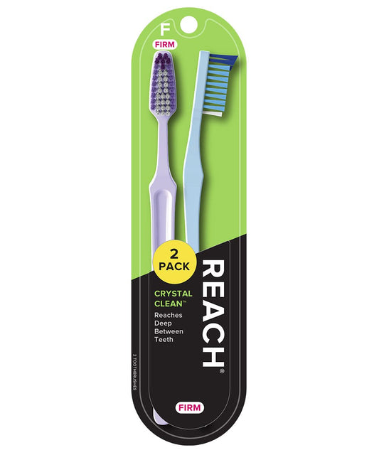 Reach cepillo Crystal Clean primer plano de las cerdas Bi-Level que facilita limpieza precisa