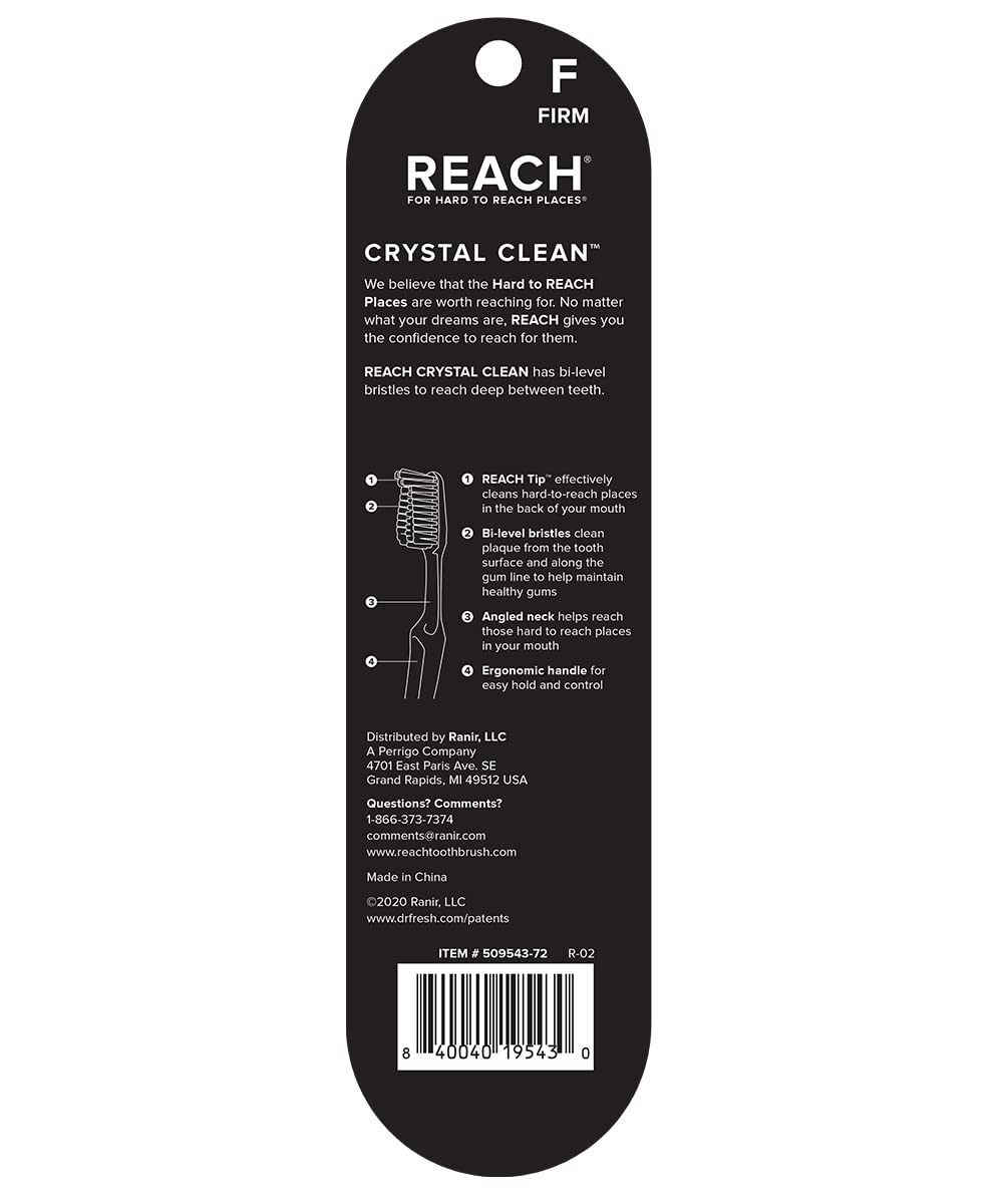 Reach cepillo Crystal Clean ejemplo de uso en la boca que mejora el acceso a dientes posteriores