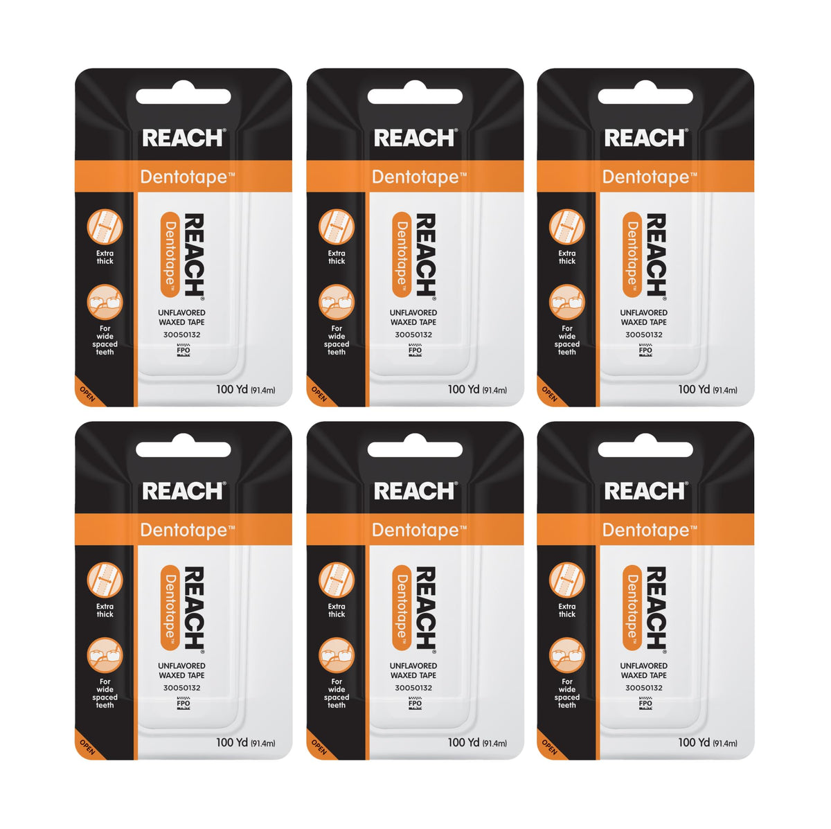 Reach empaque frontal mostrando pack de seis, limpieza eficaz