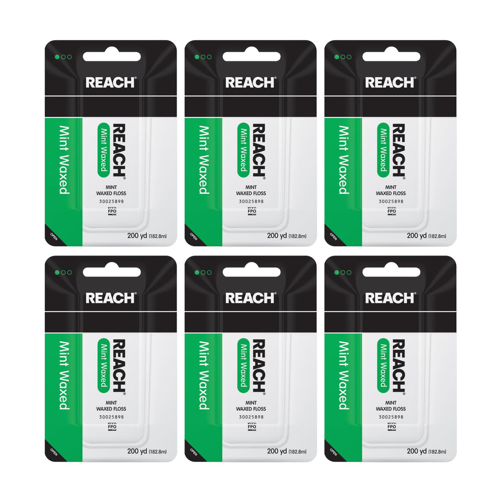 Reach empaque frontal mostrando rollos y menta para fácil reconocimiento