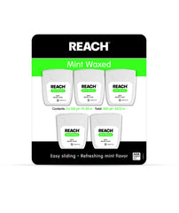 Reach envase frontal paquete de cinco con menta y diseño práctico