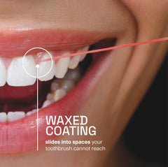 Reach spool enrollado de hilo dental 55 yd mostrando longitud y facilidad de uso