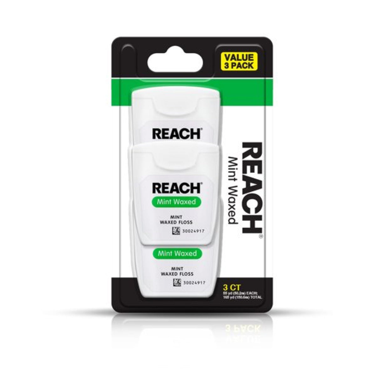 Reach envase frontal del paquete de 3 unidades mostrando longitud y marca, ideal para compra familiar