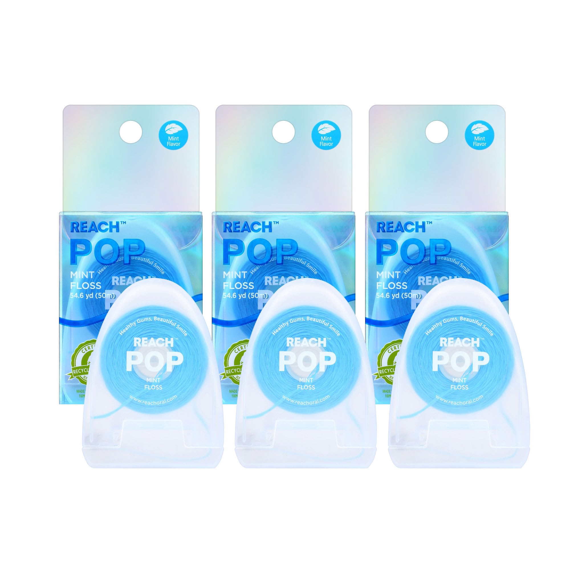 Reach POP frente del empaque mostrando beneficios y menta