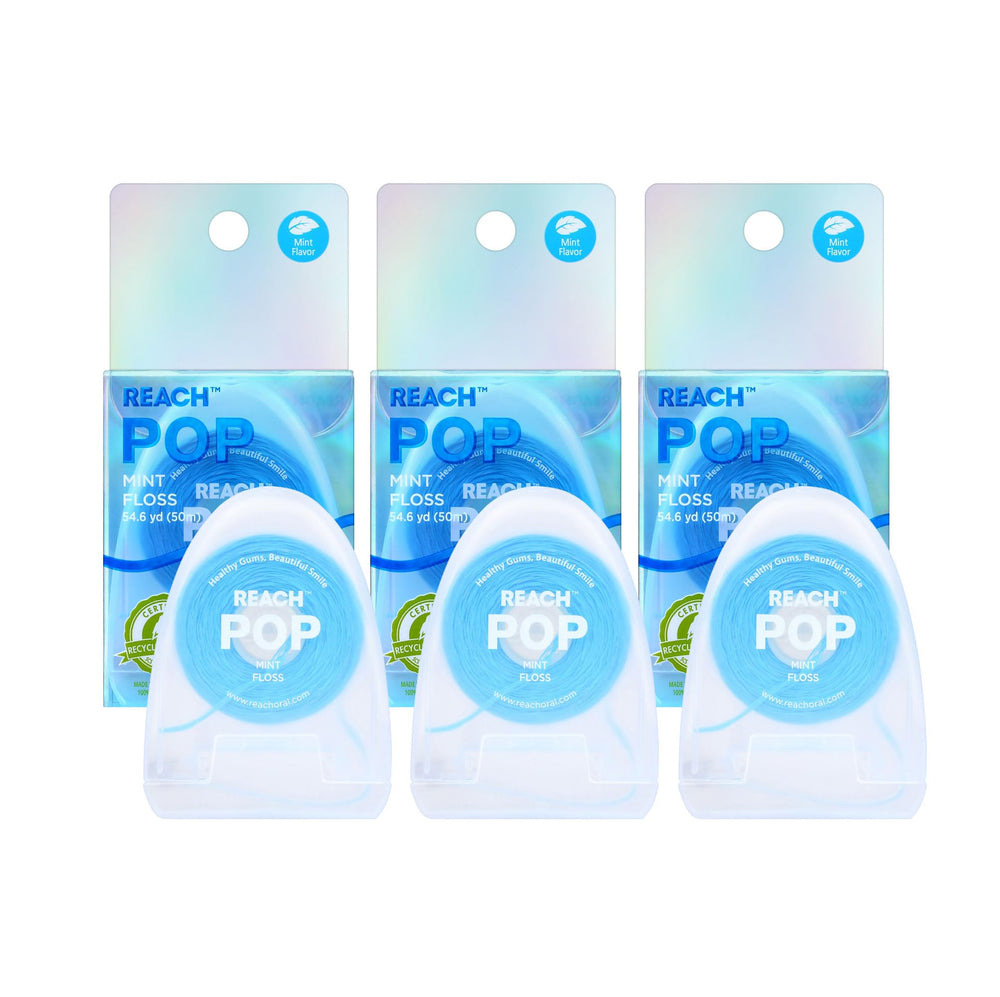 Reach POP frente del empaque mostrando beneficios y menta