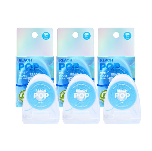 Reach POP frente del empaque mostrando beneficios y menta