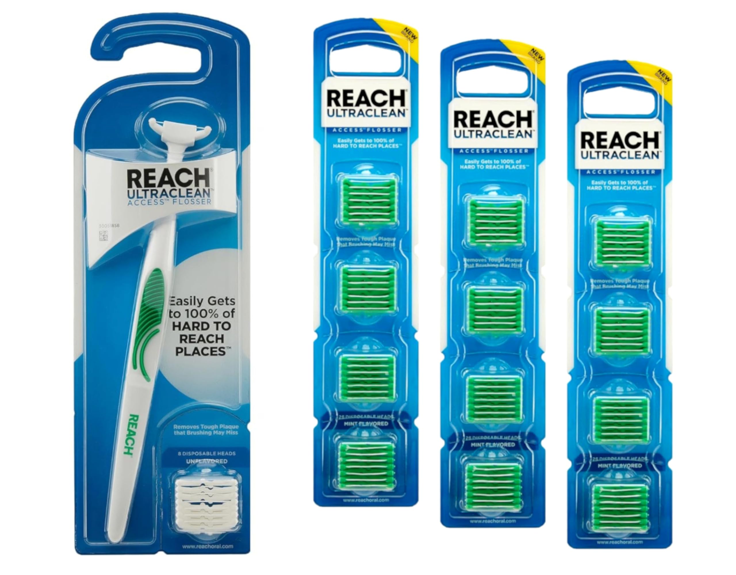 Reach Ultraclean flosser frente del producto mostrando diseño ergonómico y accesibilidad