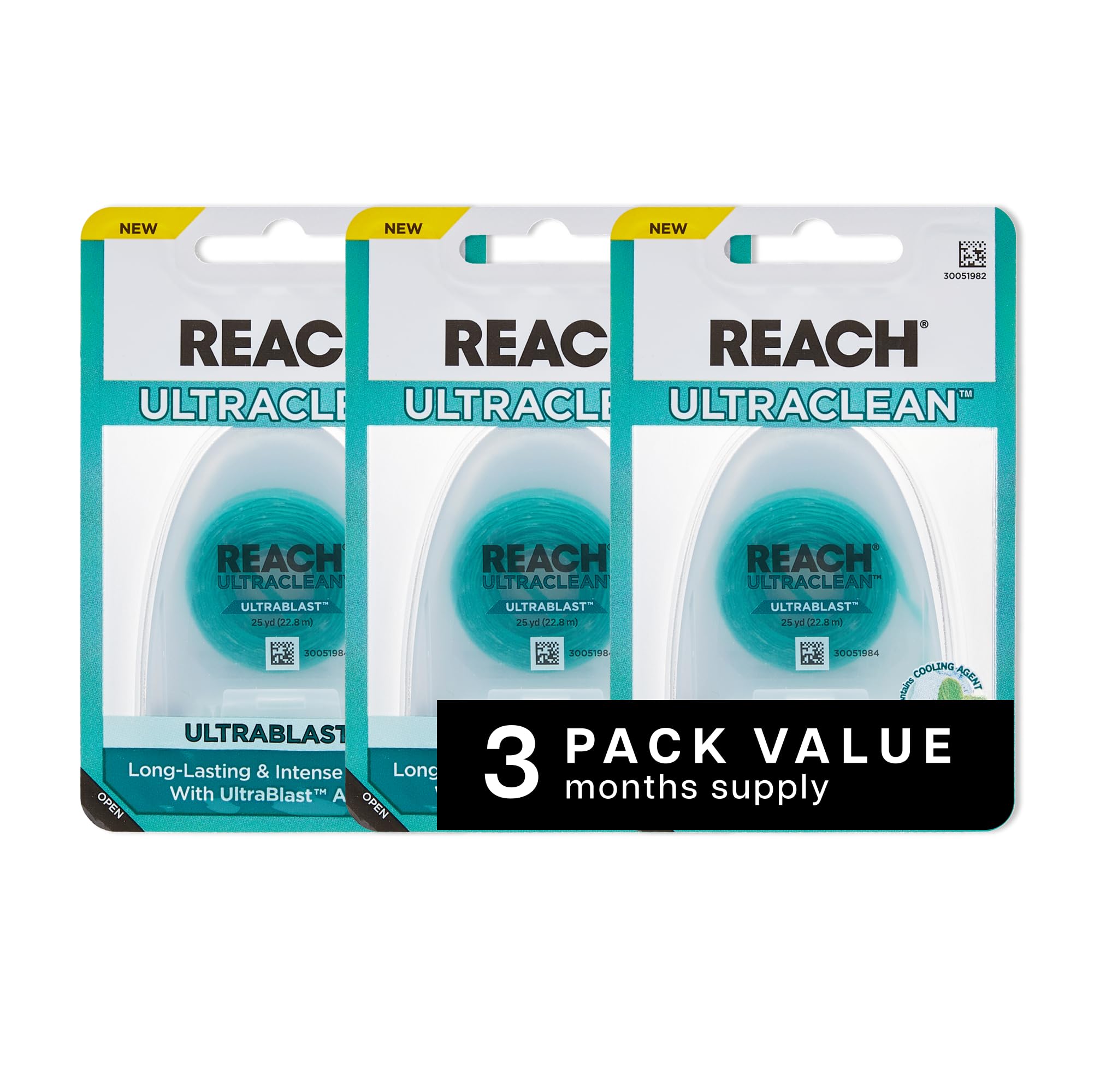 Reach paquete frontal de REACH ULTRACLEAN ULTRABLAST mostrando frasco y marca, limpieza eficaz