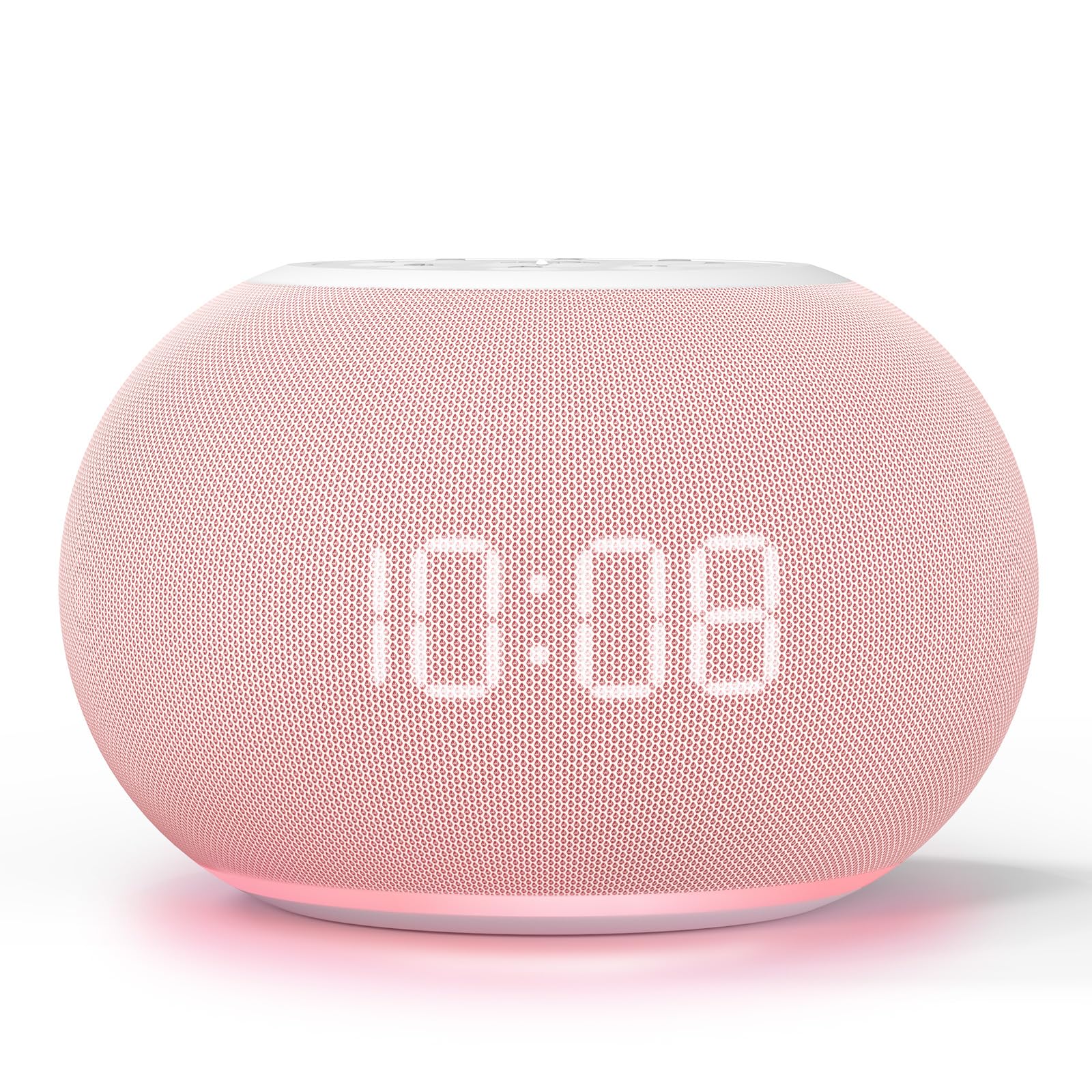 REACHER vista frontal del reloj rosa con pantalla atenuable y diseño compacto