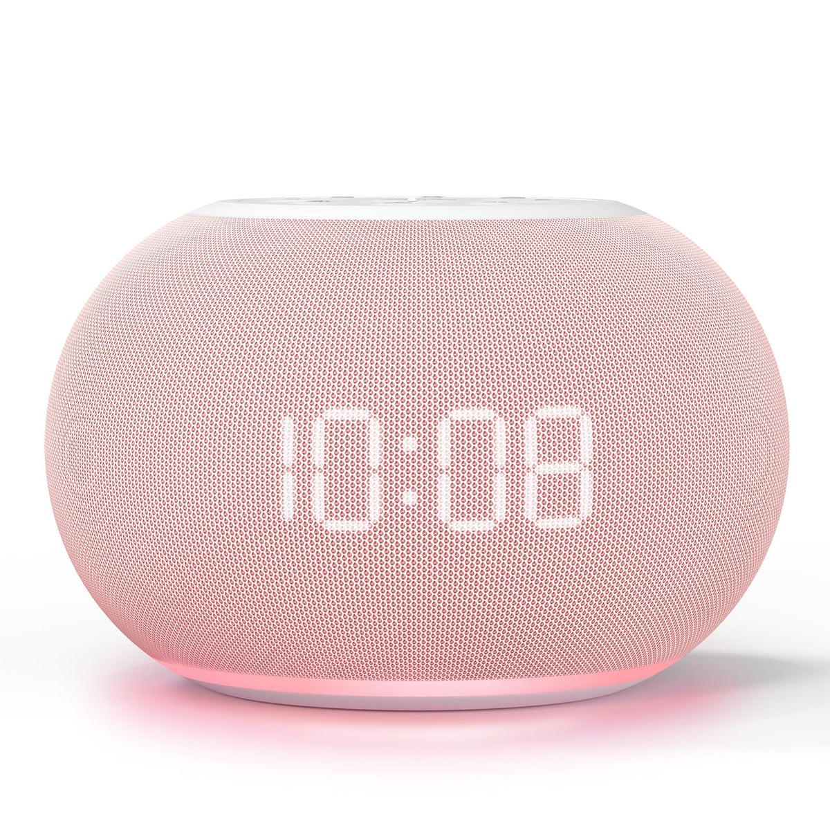 REACHER vista frontal del reloj rosa con pantalla atenuable y diseño compacto