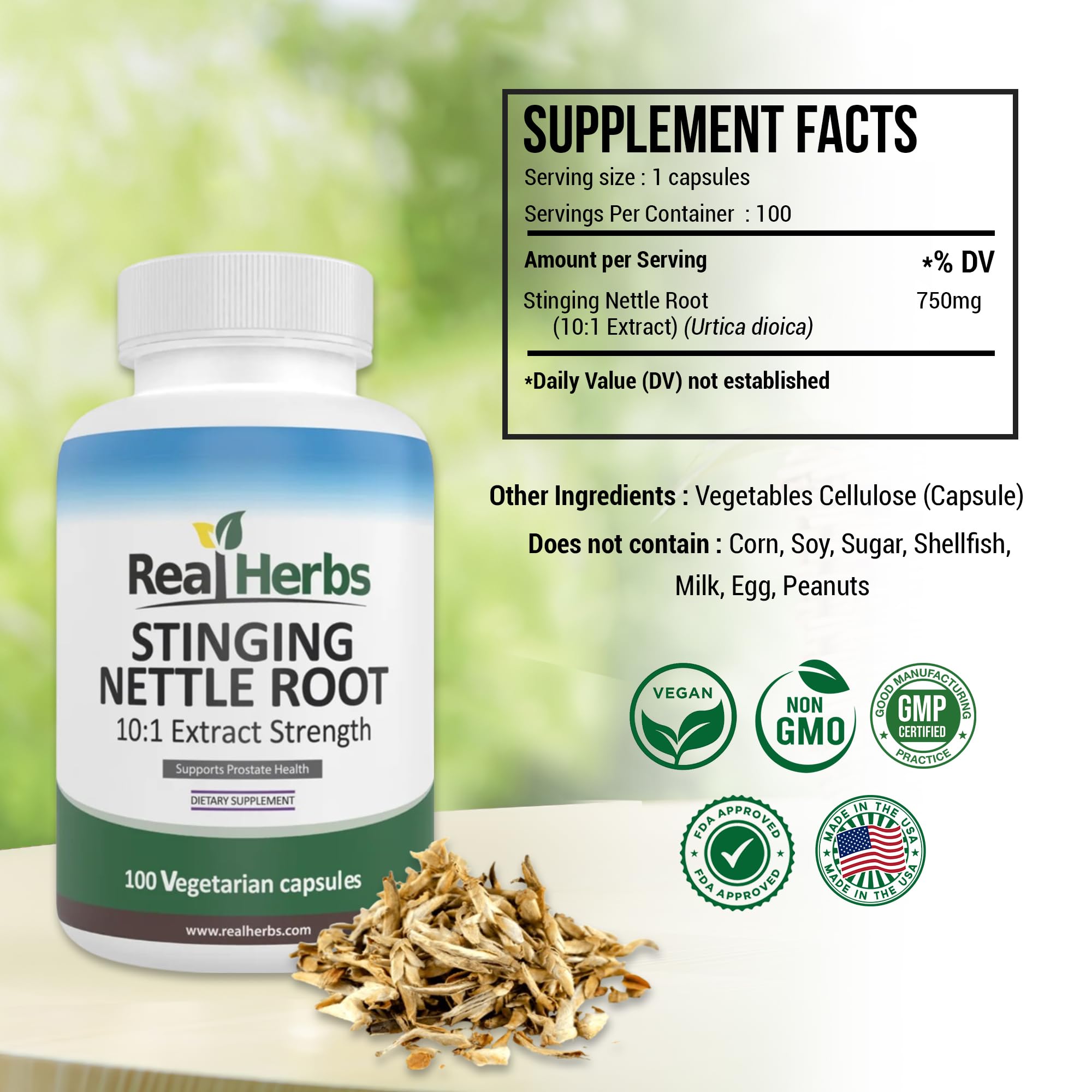 Real Herbs primer plano de cápsula vegetal para fácil ingestión