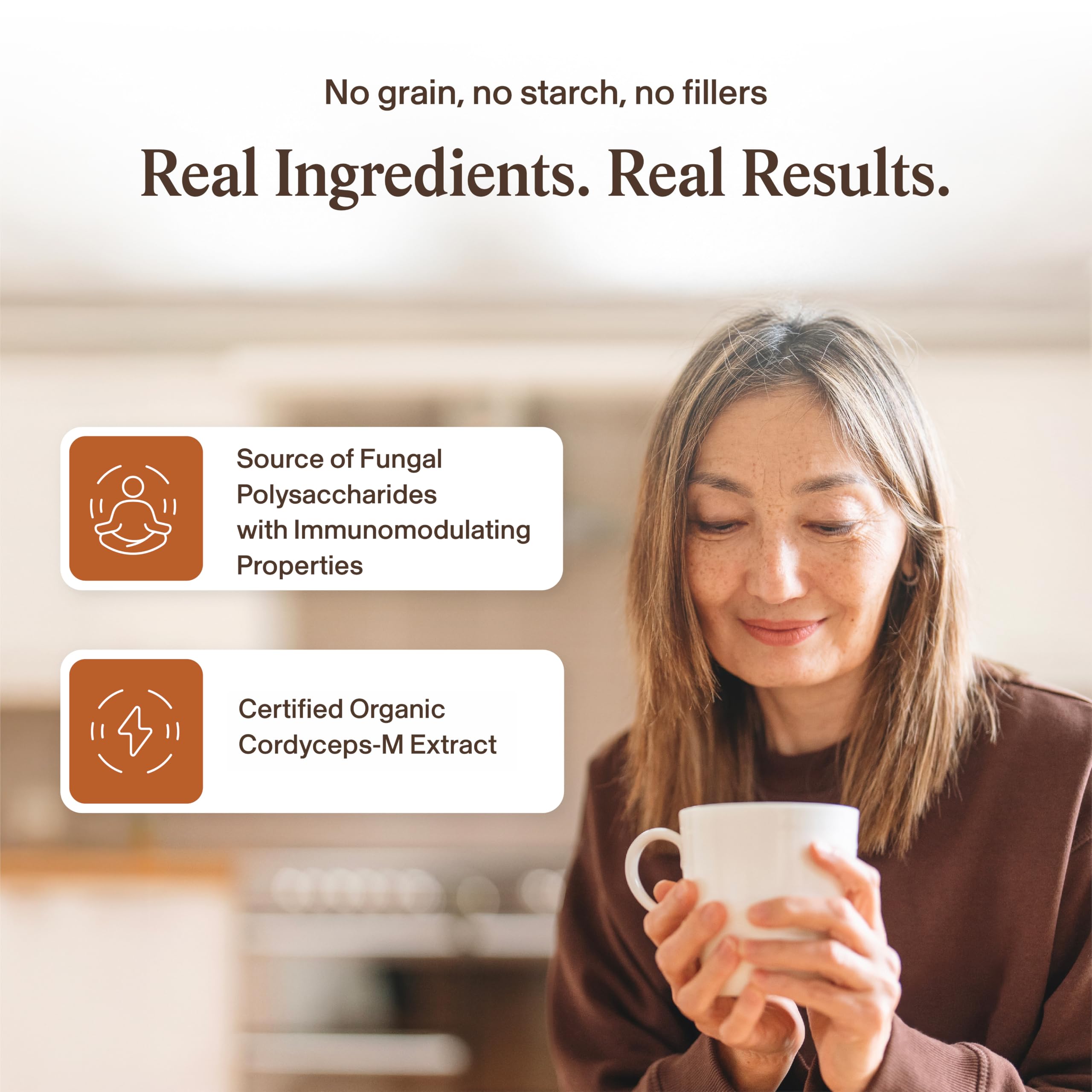 Real Mushrooms polvo de Cordyceps textura pura y beneficio de pureza