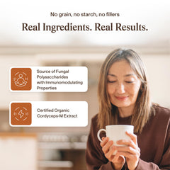 Real Mushrooms polvo de Cordyceps textura pura y beneficio de pureza