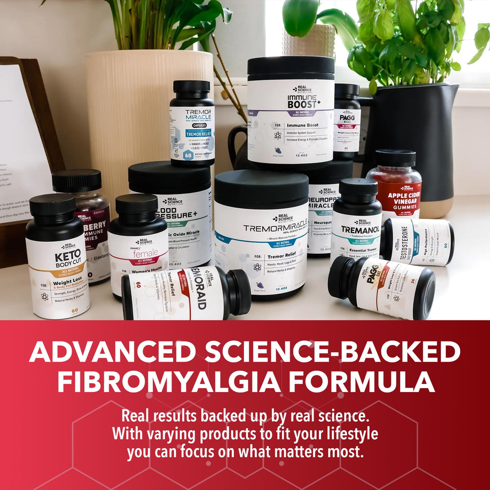 Real Science Fibromoxy textura de cápsula que indica calidad y pureza