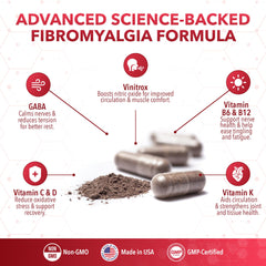 Real Science Fibromoxy persona tomando cápsulas y mejorando rutina diaria