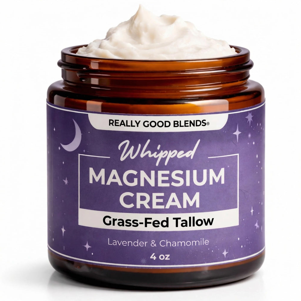 Really Good Blends frasco frontal mostrando etiqueta y beneficio relajante