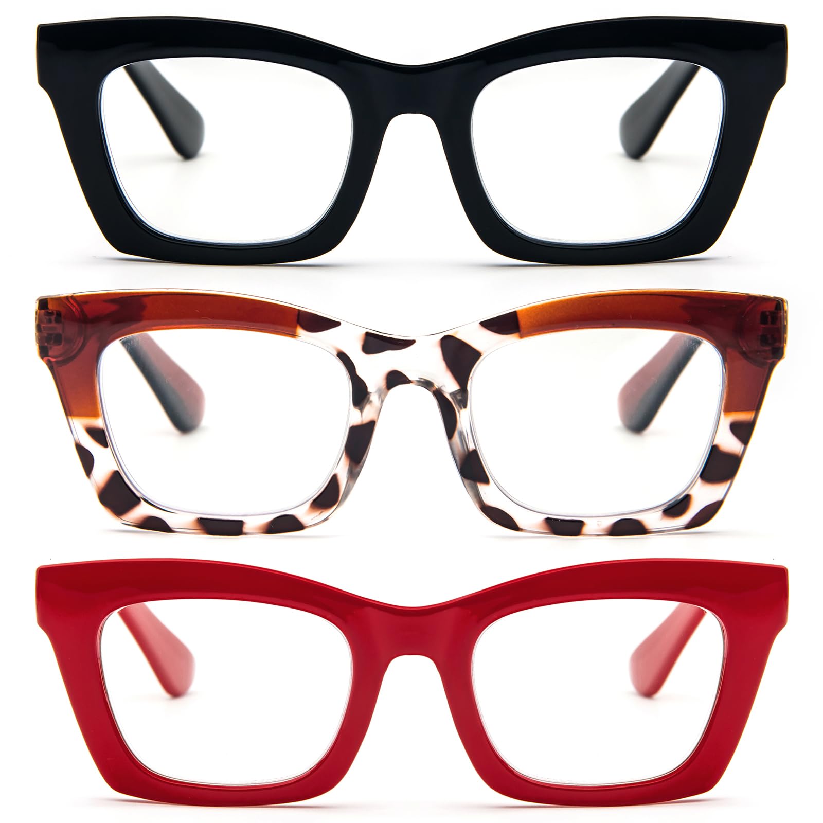 REAVEE vista frontal del pack de tres gafas, estilo y versatilidad