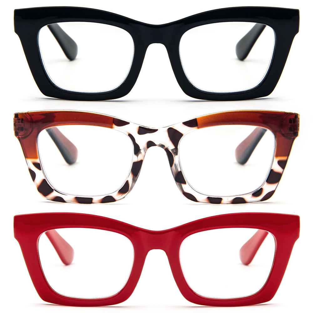 REAVEE vista frontal del pack de tres gafas, estilo y versatilidad