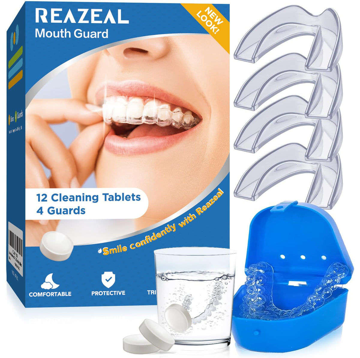 Reazeal embalaje frontal mostrando la férula y beneficios de protección