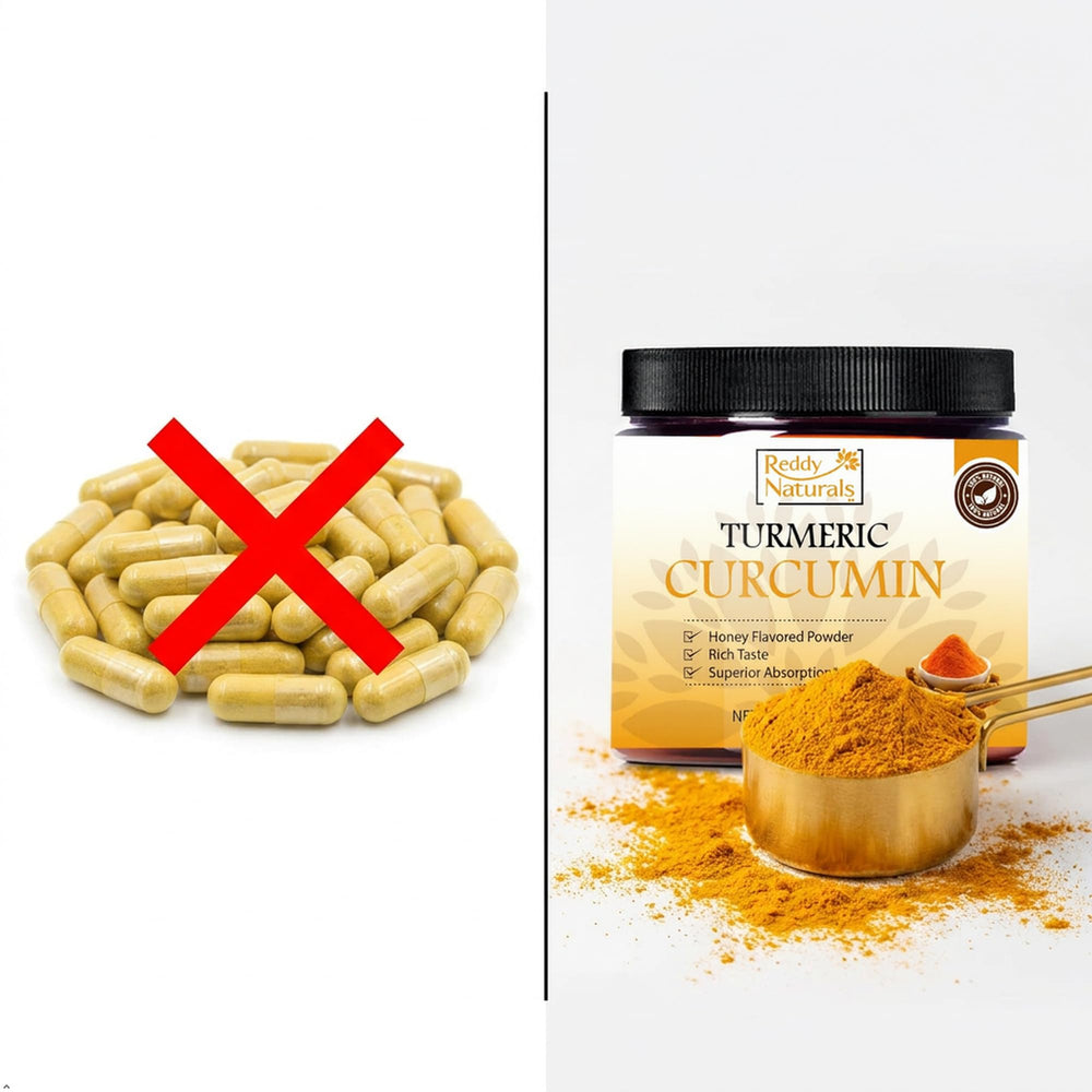 Reddy Naturals tarro junto a regla para comparar tamaño y porciones aproximadas