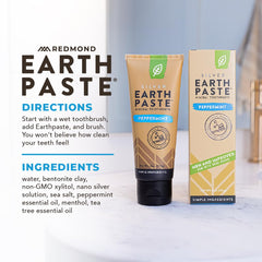 tubo de Earthpaste REDMOND en ambiente de baño que transmite frescor y naturalidad